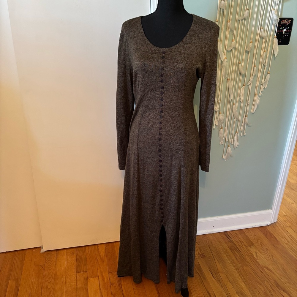 Vintage Elegant Brown Long Sleeve Dress